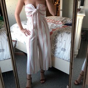 Striped Knot Front Jumpsuit - Lulus